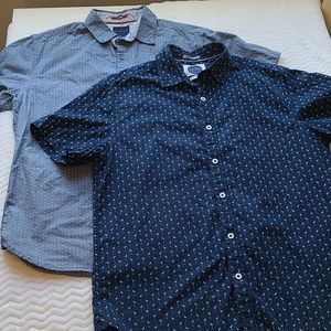 Lot/Bundle of 2 Denim & Flower Short Sleeve Button Up Shirts Size Medium